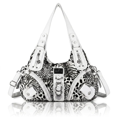 3-Black White vintage studded hobo bag